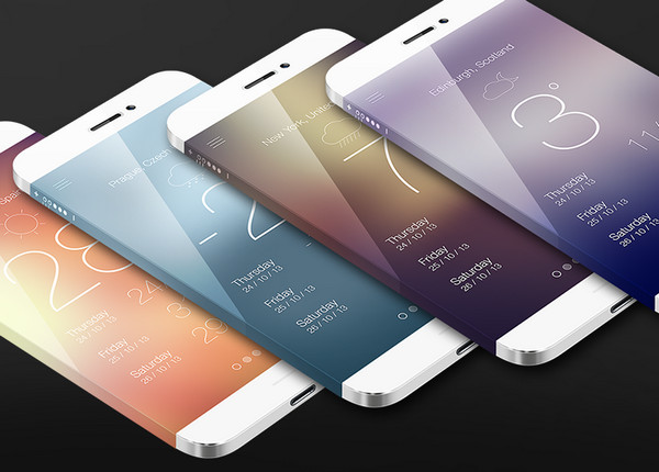 iphone weather app-磨砂触感设计-app设计